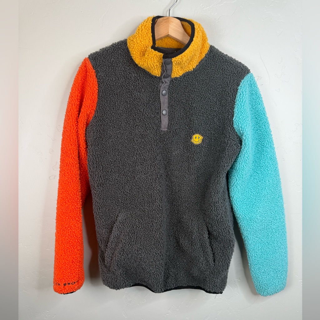 Dutch Bros Sherpa Fleece Colorblock 1/4 Snap Gorpcore Camp Coffee Size Small